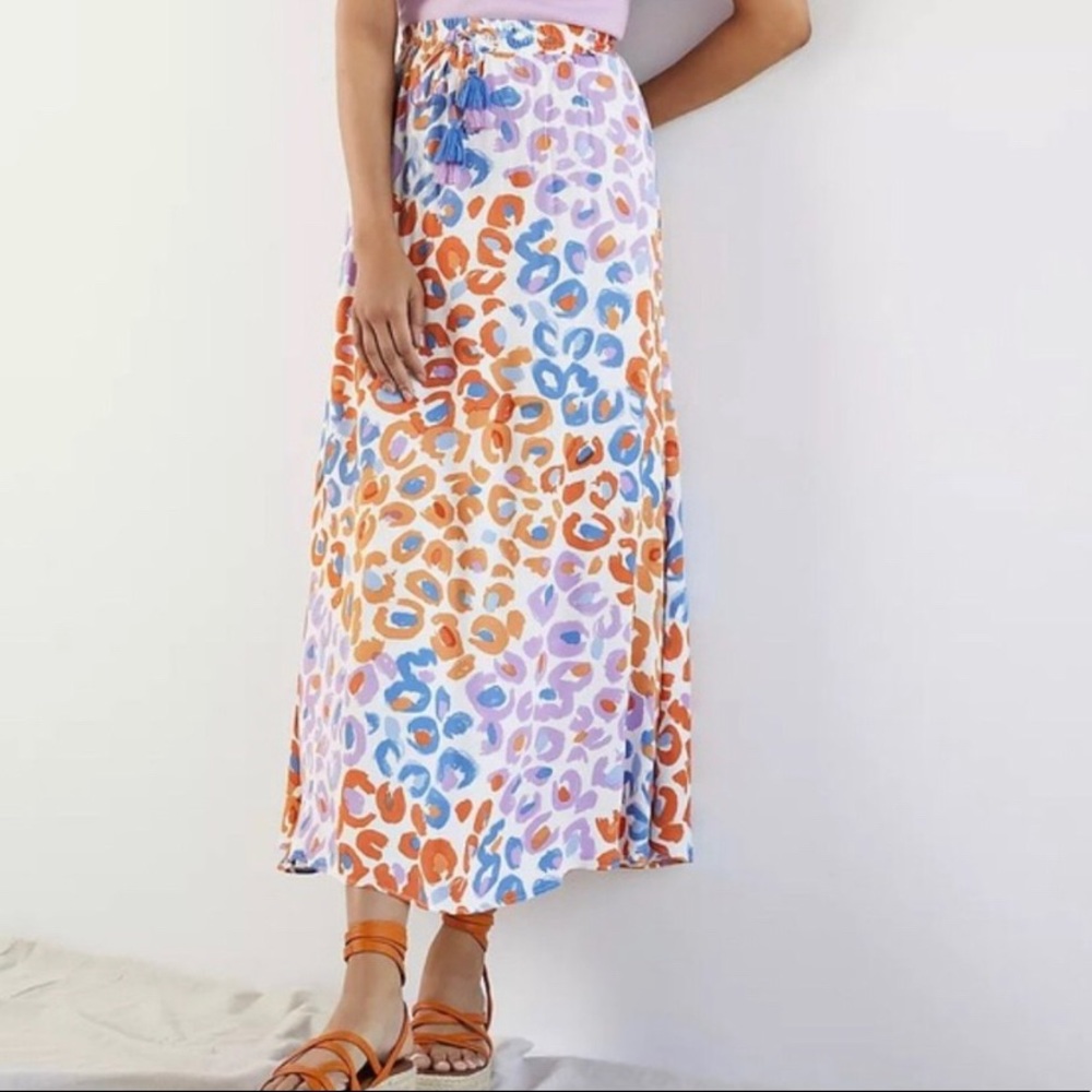FARM For Anthropologie Orange Blue Purple Maxi Skirt sz L